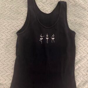 Girls black tank top with ballet dancers size medium, Capezio brand